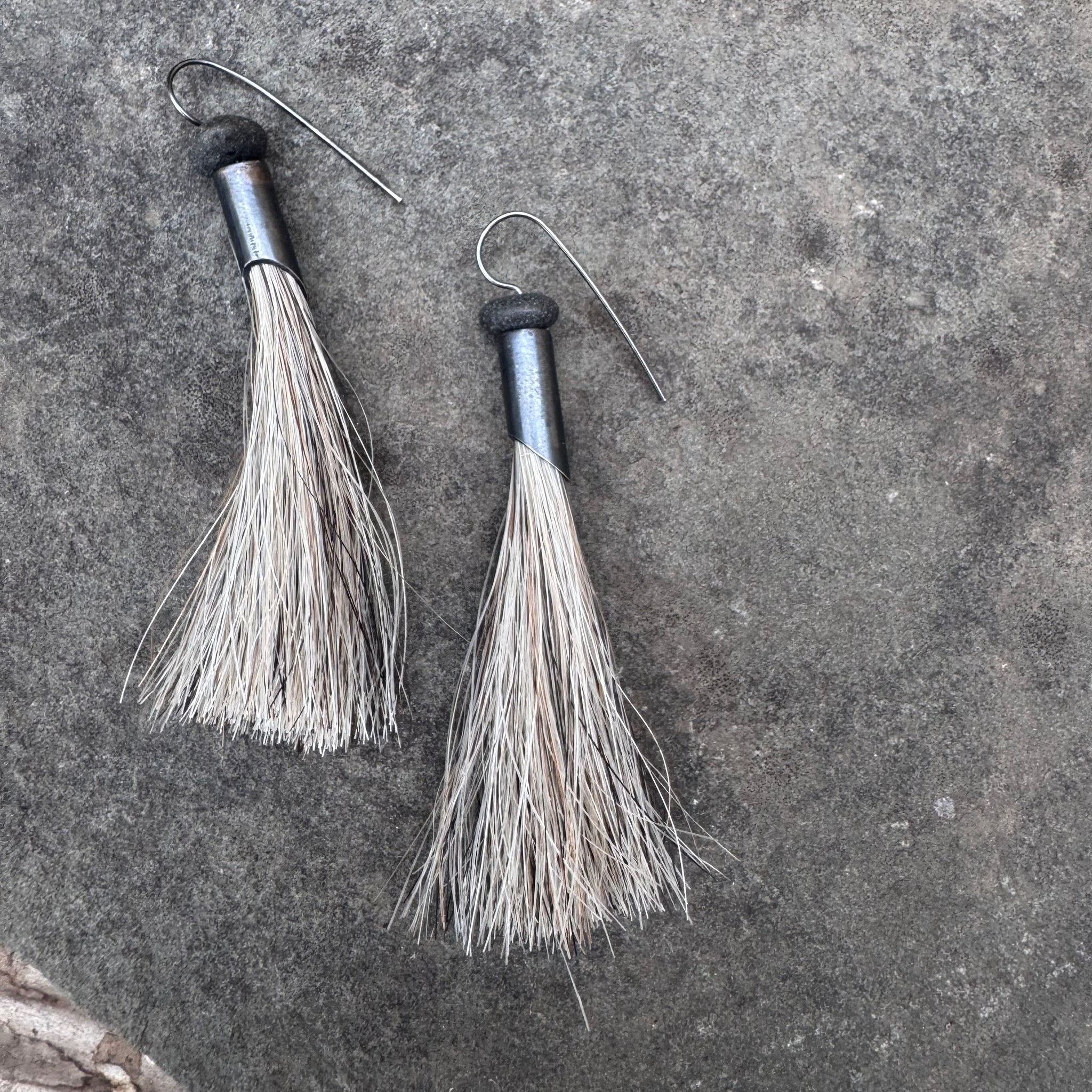 Horsehair and Stone Earrings by Lakestone Jewelry