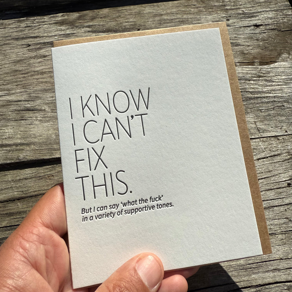 Fix This Letterpress Greeting Card by Sapling Press