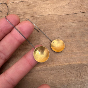 Long 24k Gold Crater Dangle Earrings by Everart Designs