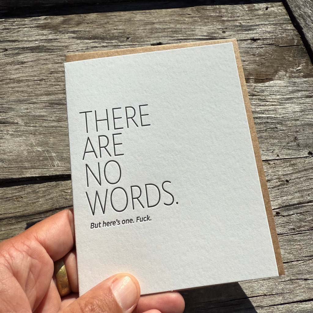 No Words Letterpress Greeting Card by Sapling Press