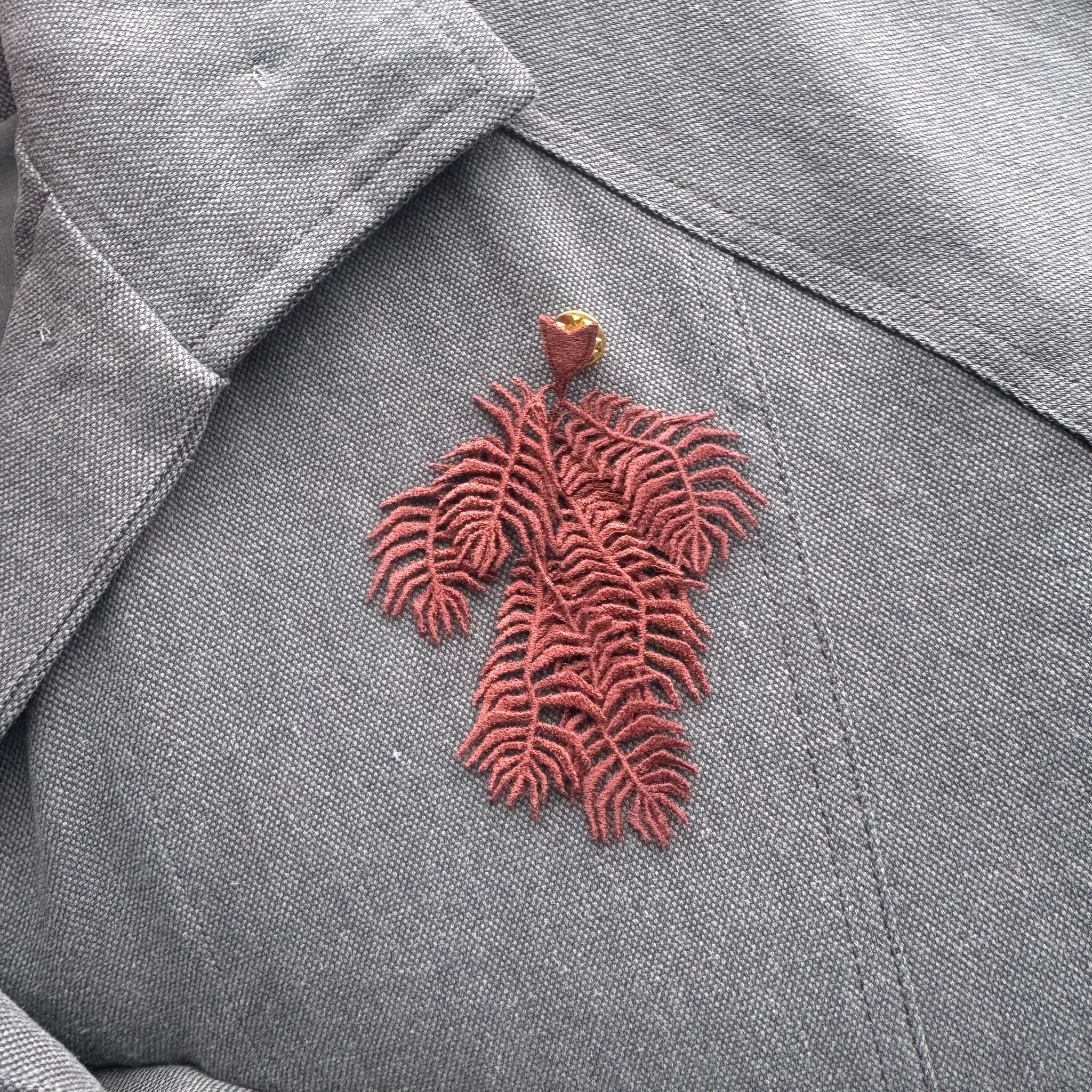 Knight's Plume Fern Embroidered Brooch by Botanopia