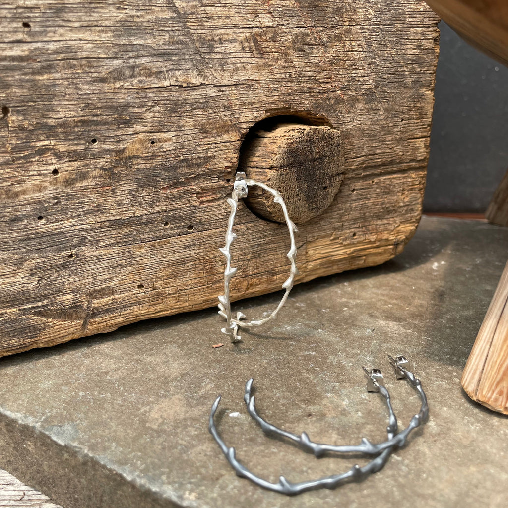 Large Branch Hoop Earrings by Blacking Metals
