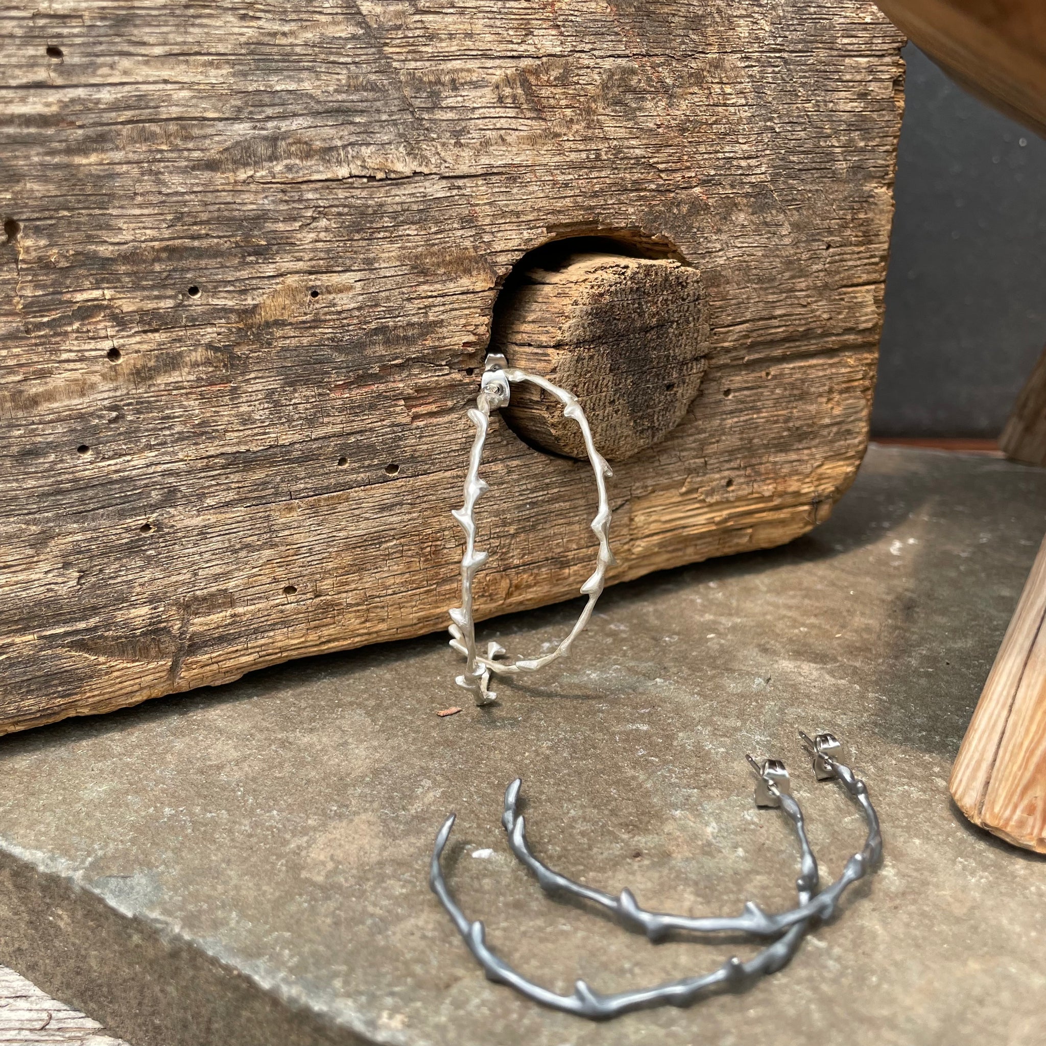 Large Branch Hoop Earrings by Blackwing Metals