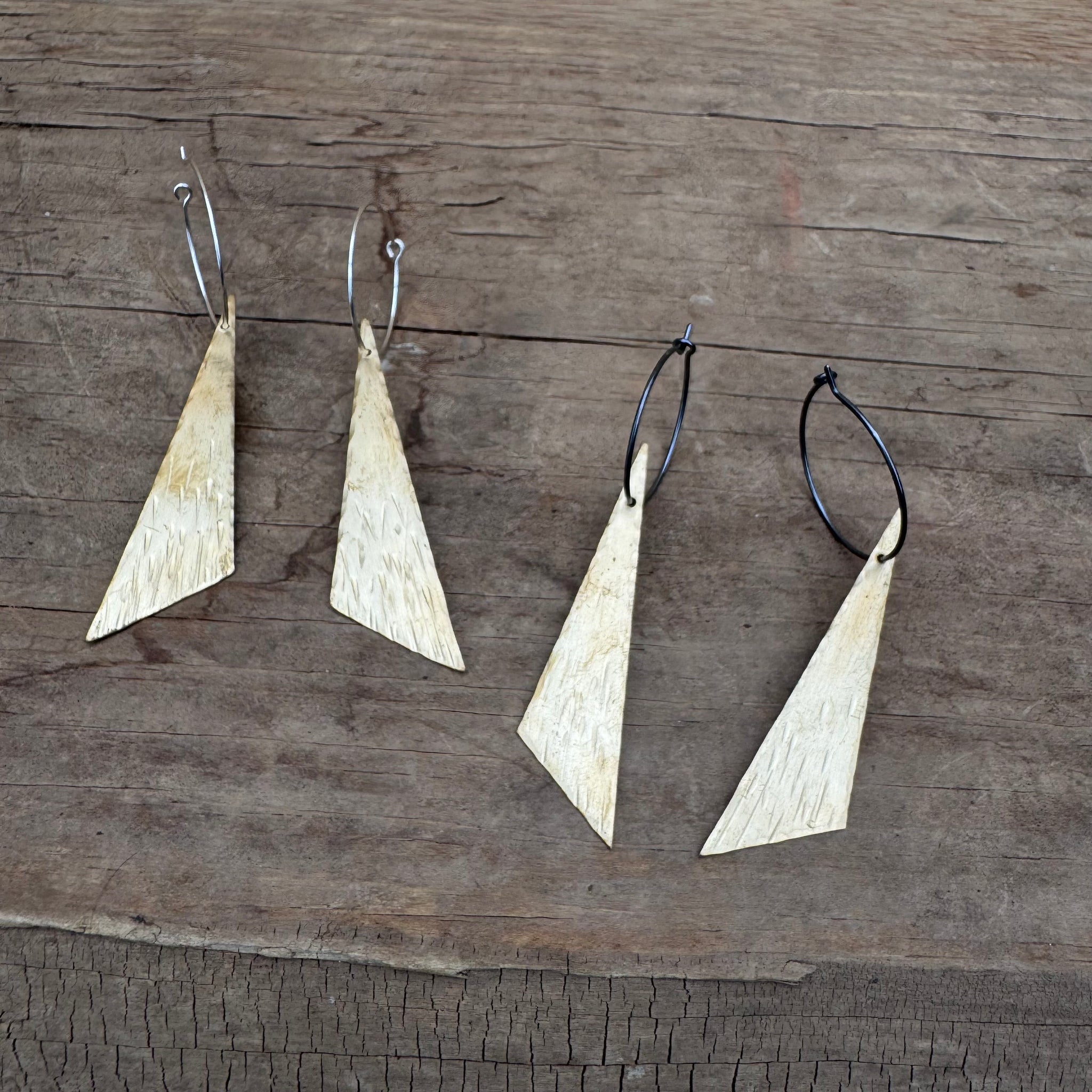 Large Brass Angle Earrings by Everart Designs