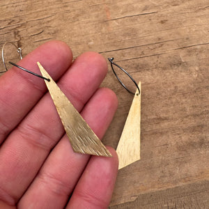 Large Brass Angle Earrings by Everart Designs