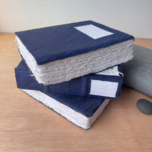 Large Indigo Hand Stitched Cotton Rag Paper Notebook by Lamali Paris