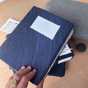Large Indigo Hand Stitched Cotton Rag Paper Notebook by Lamali Paris
