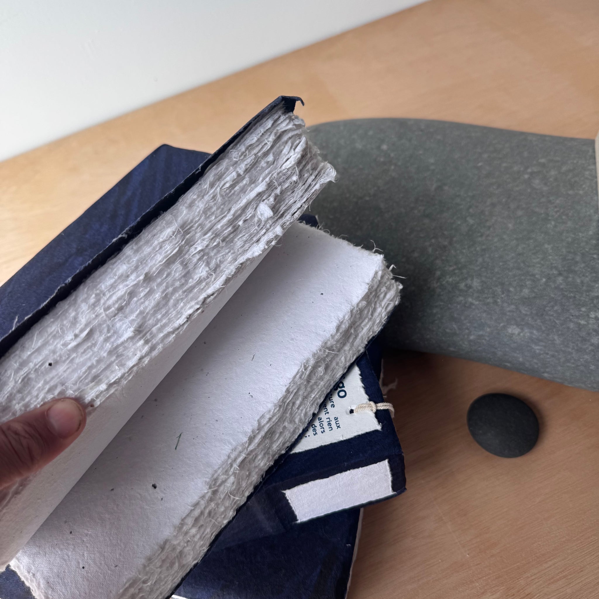 Large Indigo Hand Stitched Cotton Rag Paper Notebook by Lamali Paris