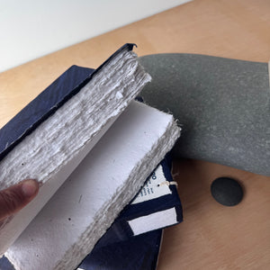 Large Indigo Hand Stitched Cotton Rag Paper Notebook by Lamali Paris