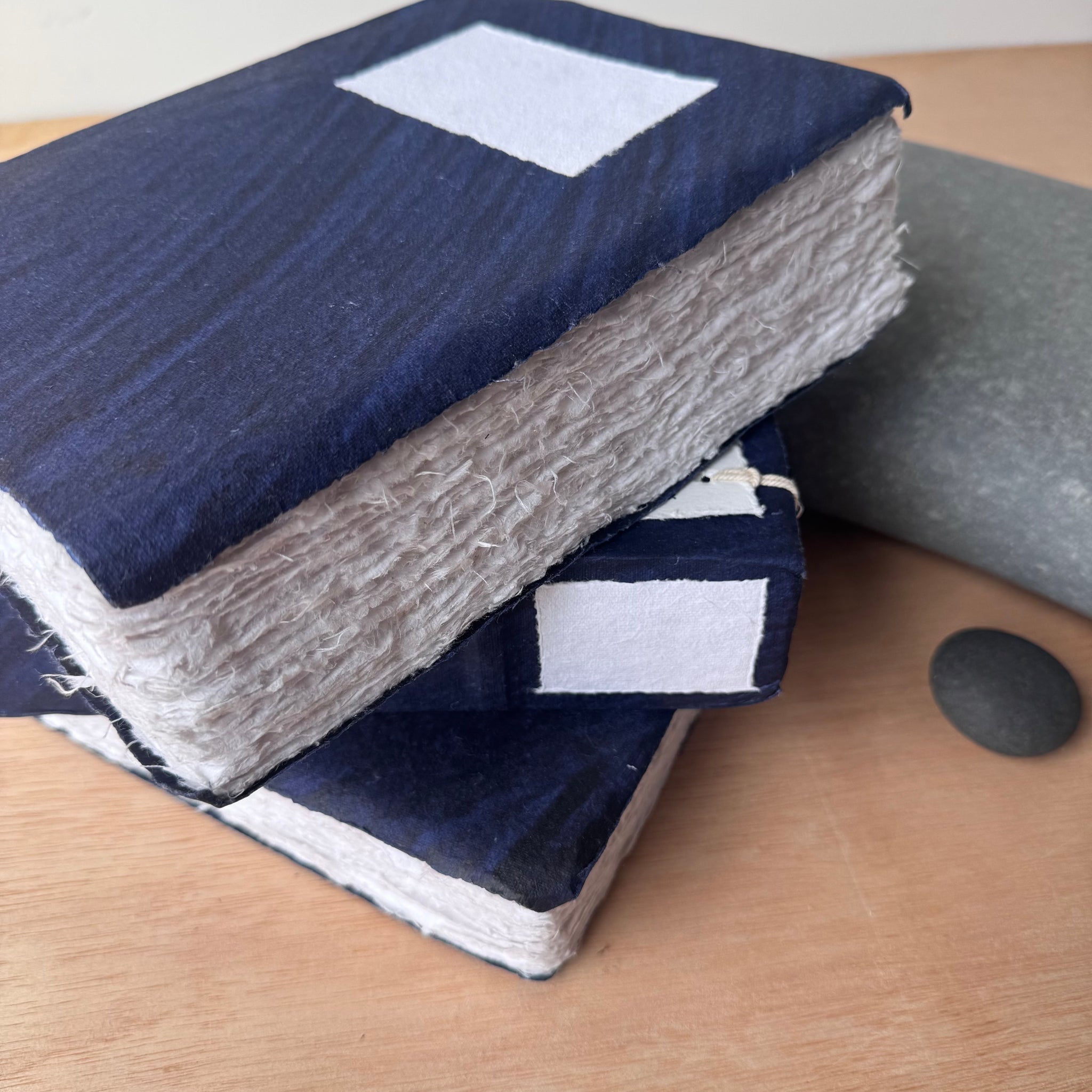 Large Indigo Hand Stitched Cotton Rag Paper Notebook by Lamali Paris