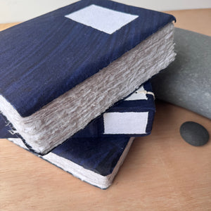Large Indigo Hand Stitched Cotton Rag Paper Notebook by Lamali Paris