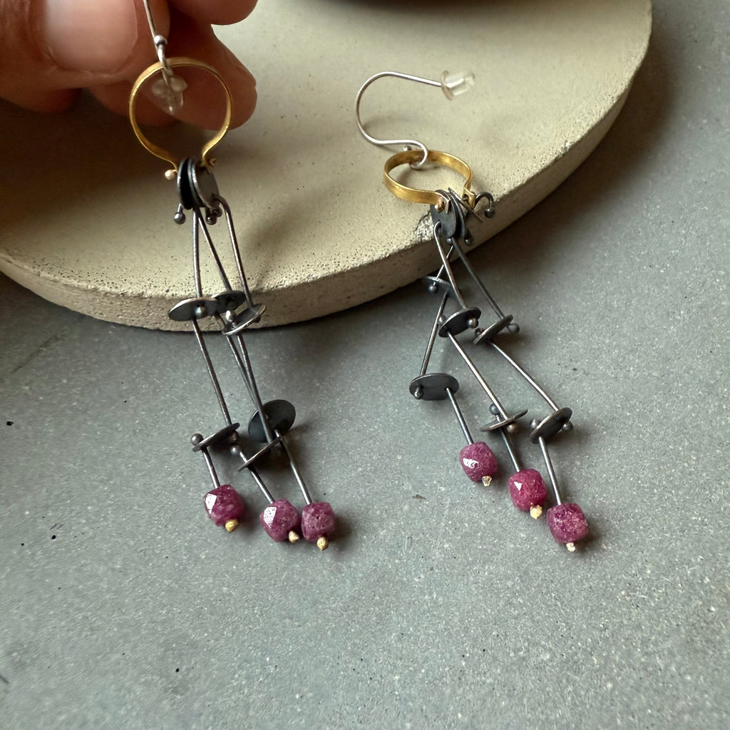 Layers Earrings with Rubies by Eric Silva