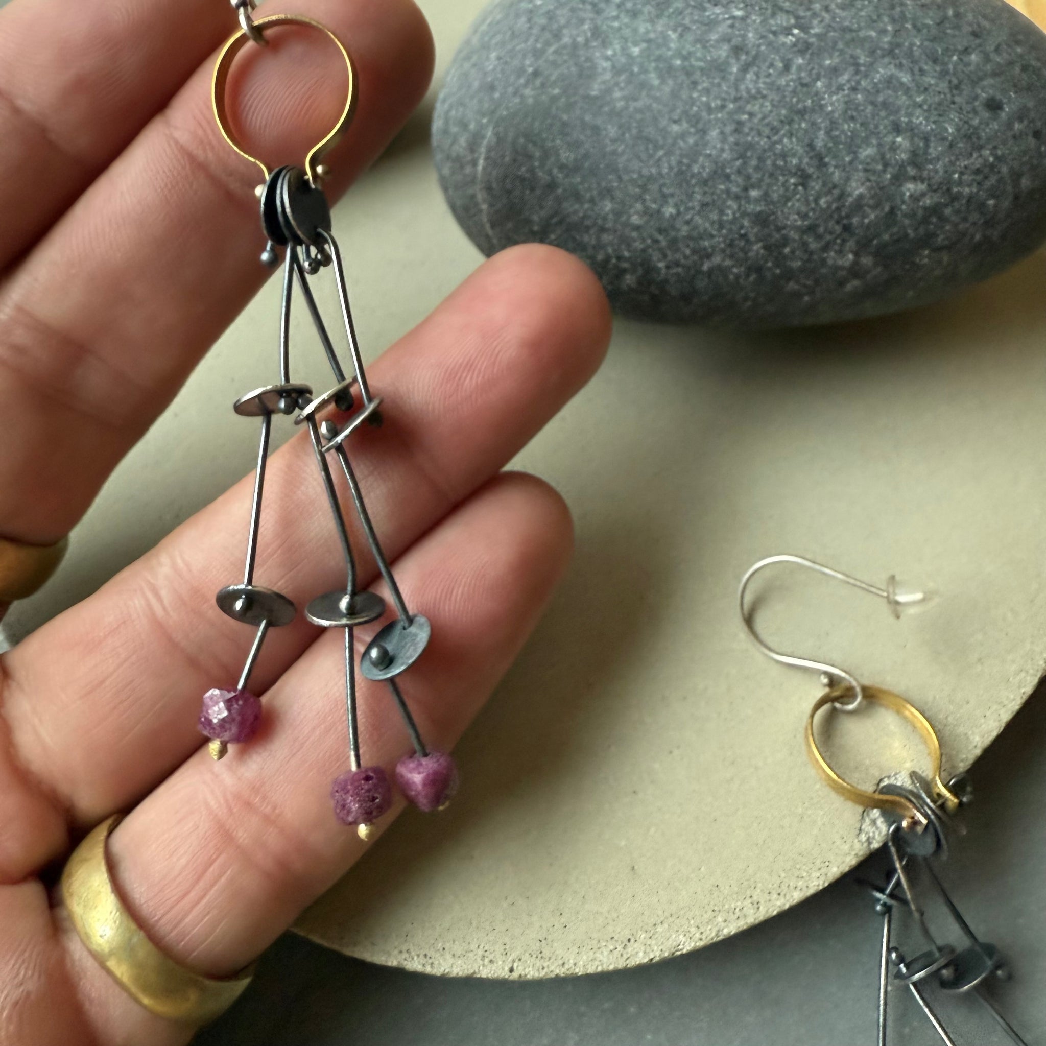Layers Earrings with Rubies by Eric Silva