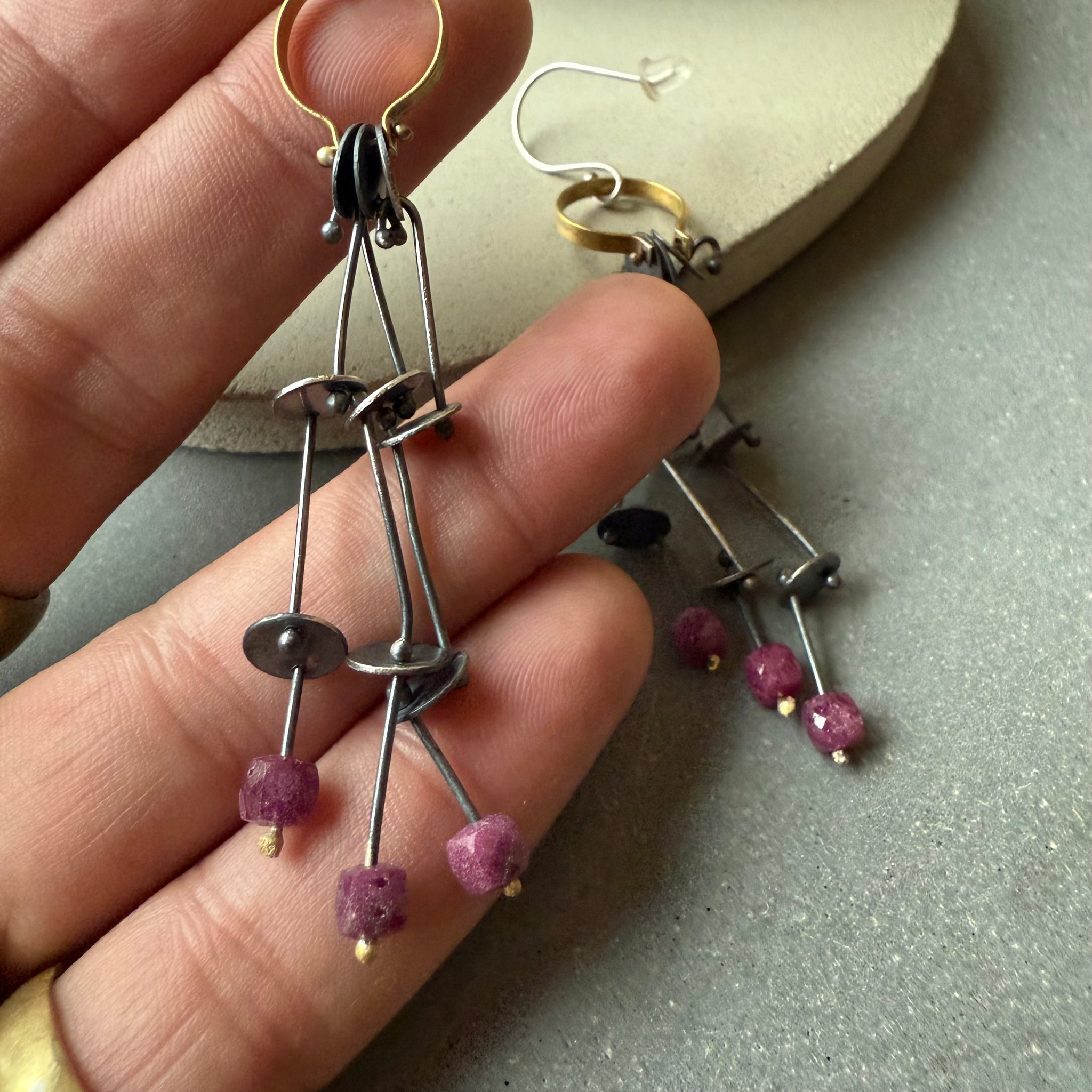 Layers Earrings with Rubies by Eric Silva