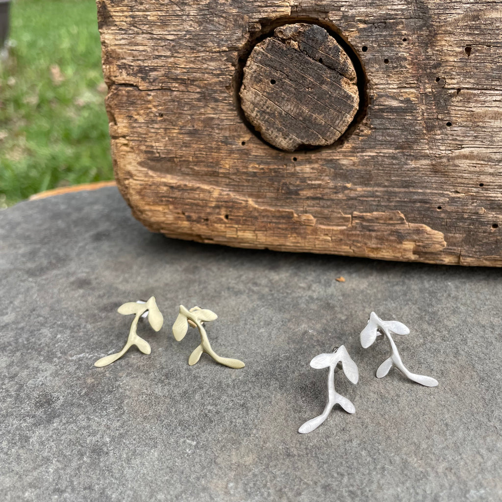 Leaf Vine Post Earrings by Blacking Metals