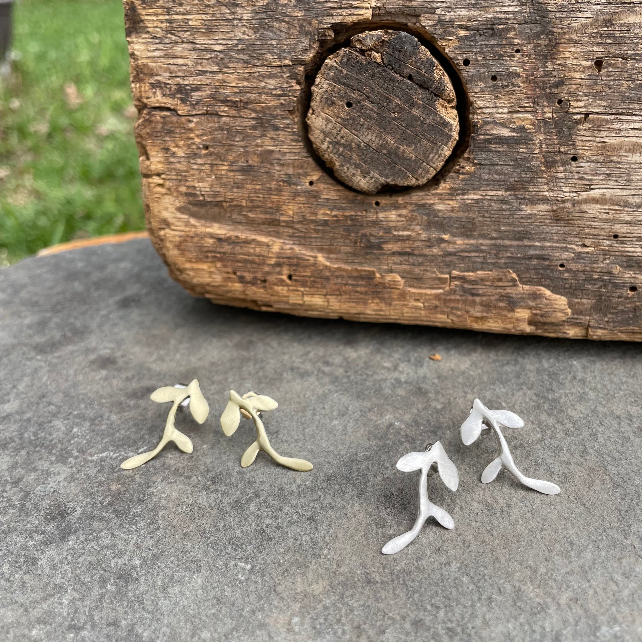 Leaf Vine Post Earrings by Blackwing Metals