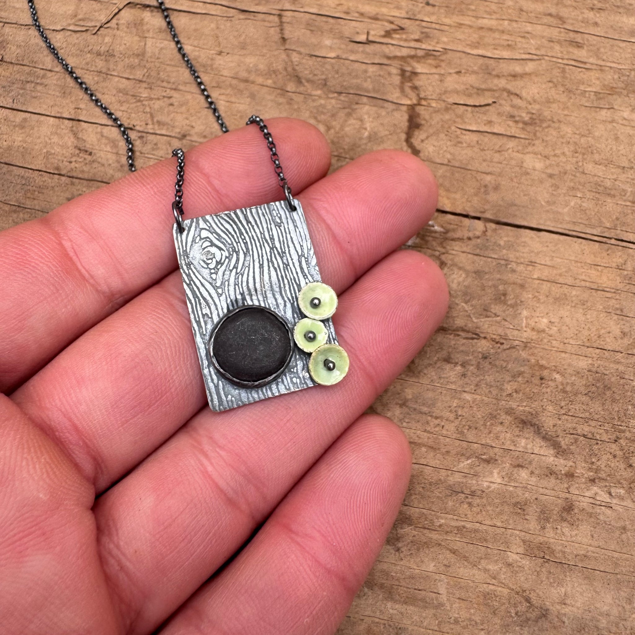 Lichen and Stone Necklace by Lakestone Jewelry