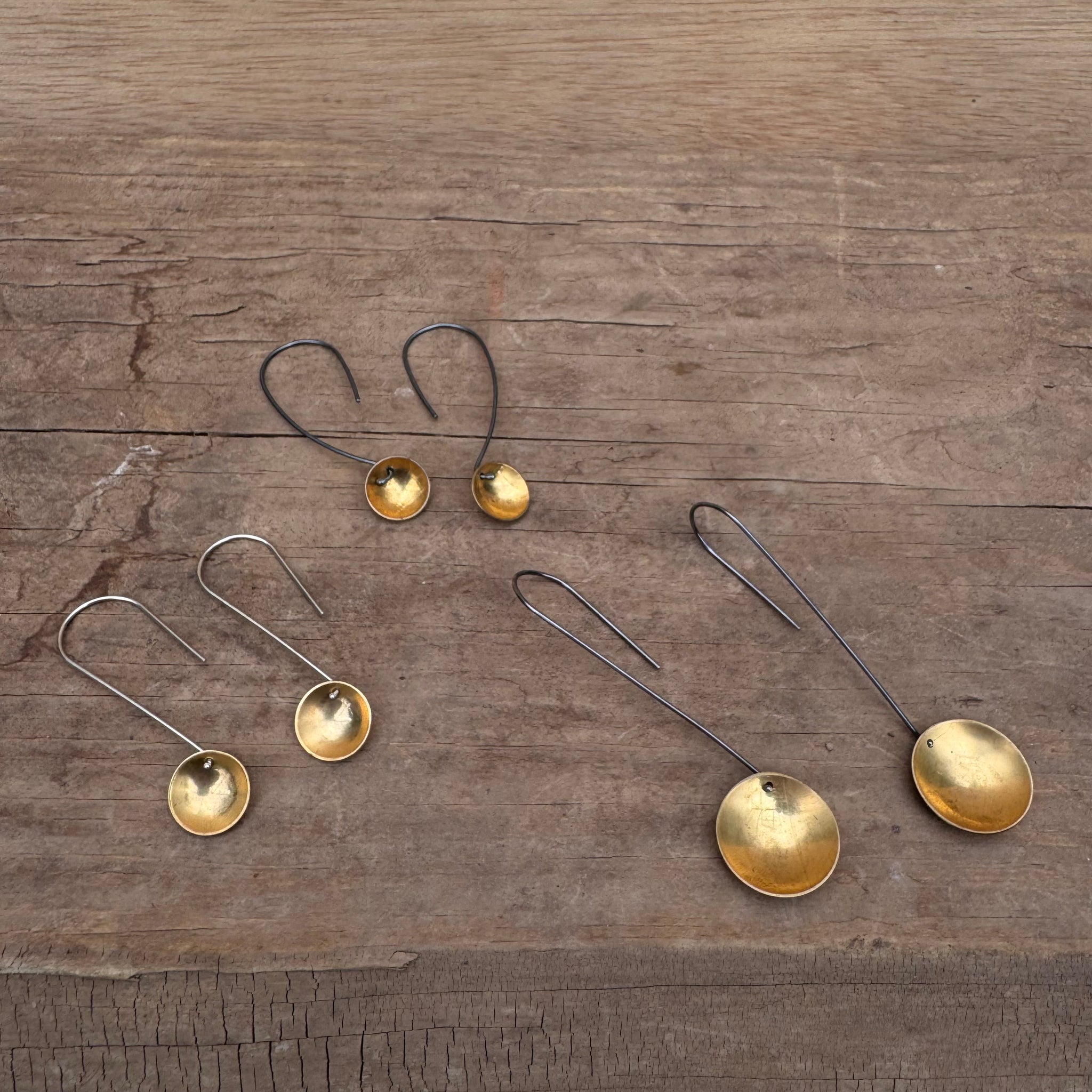 Long 24k Gold Crater Dangle Earrings by Everart Designs