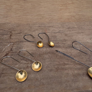 Long 24k Gold Crater Dangle Earrings by Everart Designs