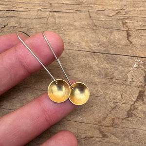 Long 24k Gold Crater Dangle Earrings by Everart Designs