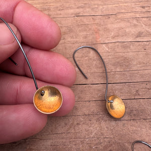 Long 24k Gold Crater Dangle Earrings by Everart Designs