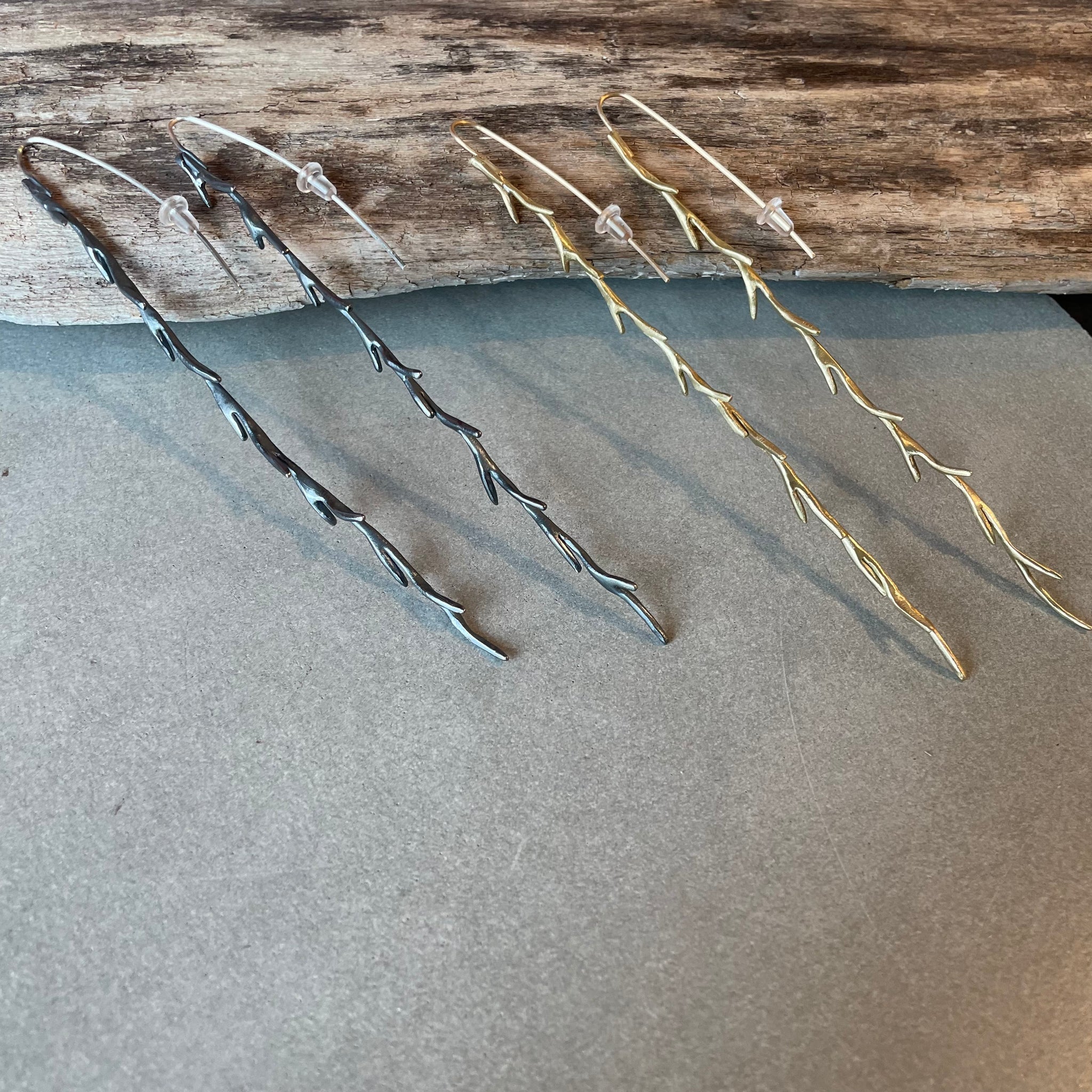 Long Vine Dangle Earrings by Blacking Metals
