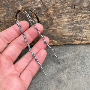 Long Vine Dangle Earrings by Blackwing Metals