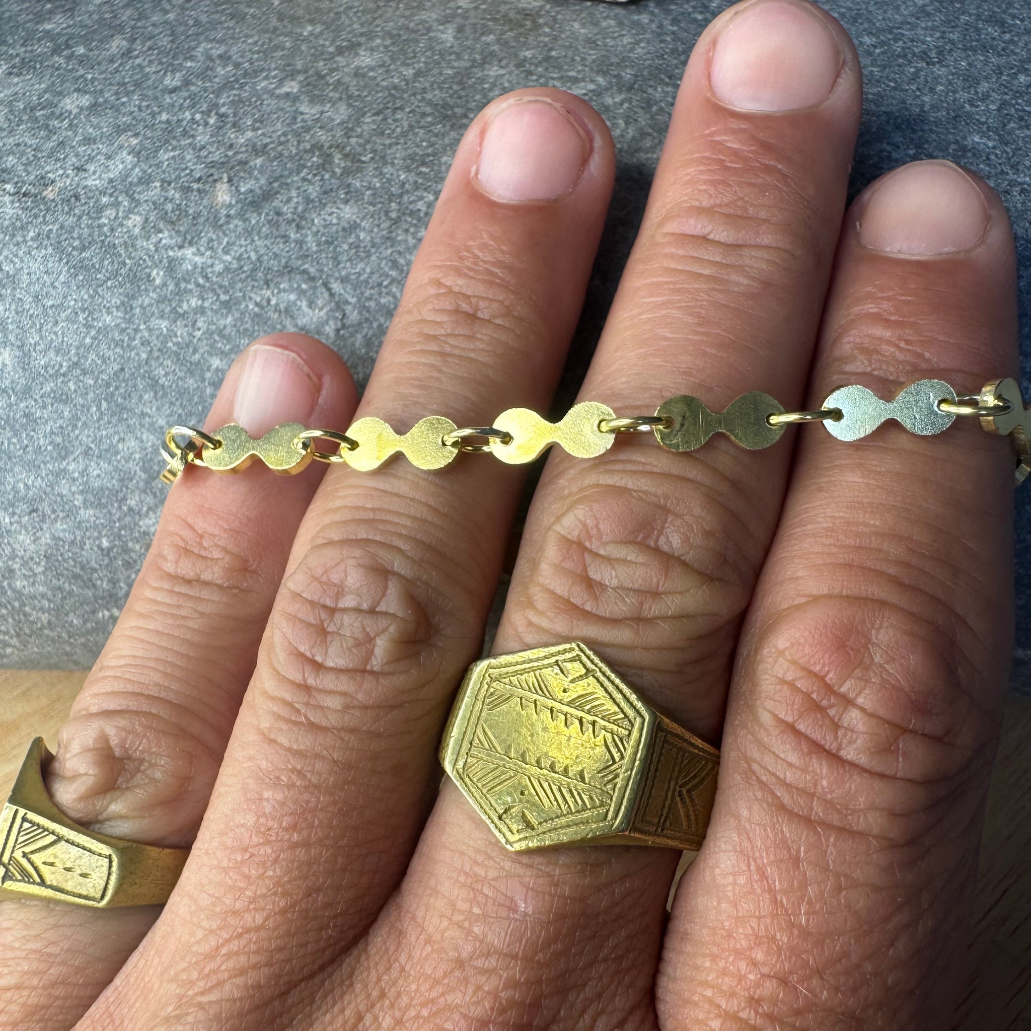 Martini Link Bracelet in Brass with Oxidized Link by Mulxiply
