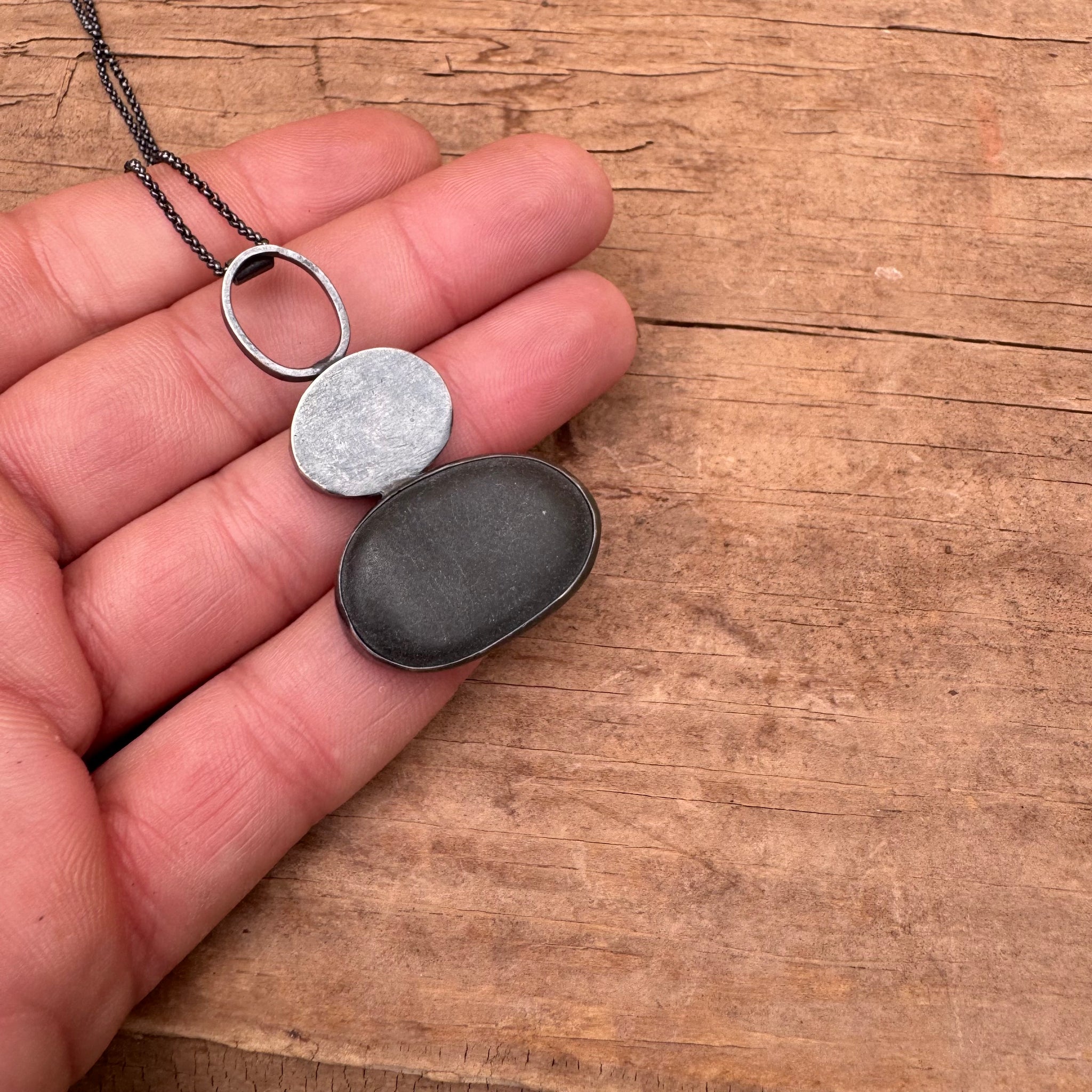 Metal Hollow Stack Necklace by Lakestone Jewelry