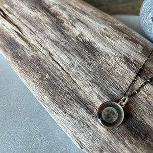 Full Moon Photo Bezel Necklace on Sterling by Everyday Artifact
