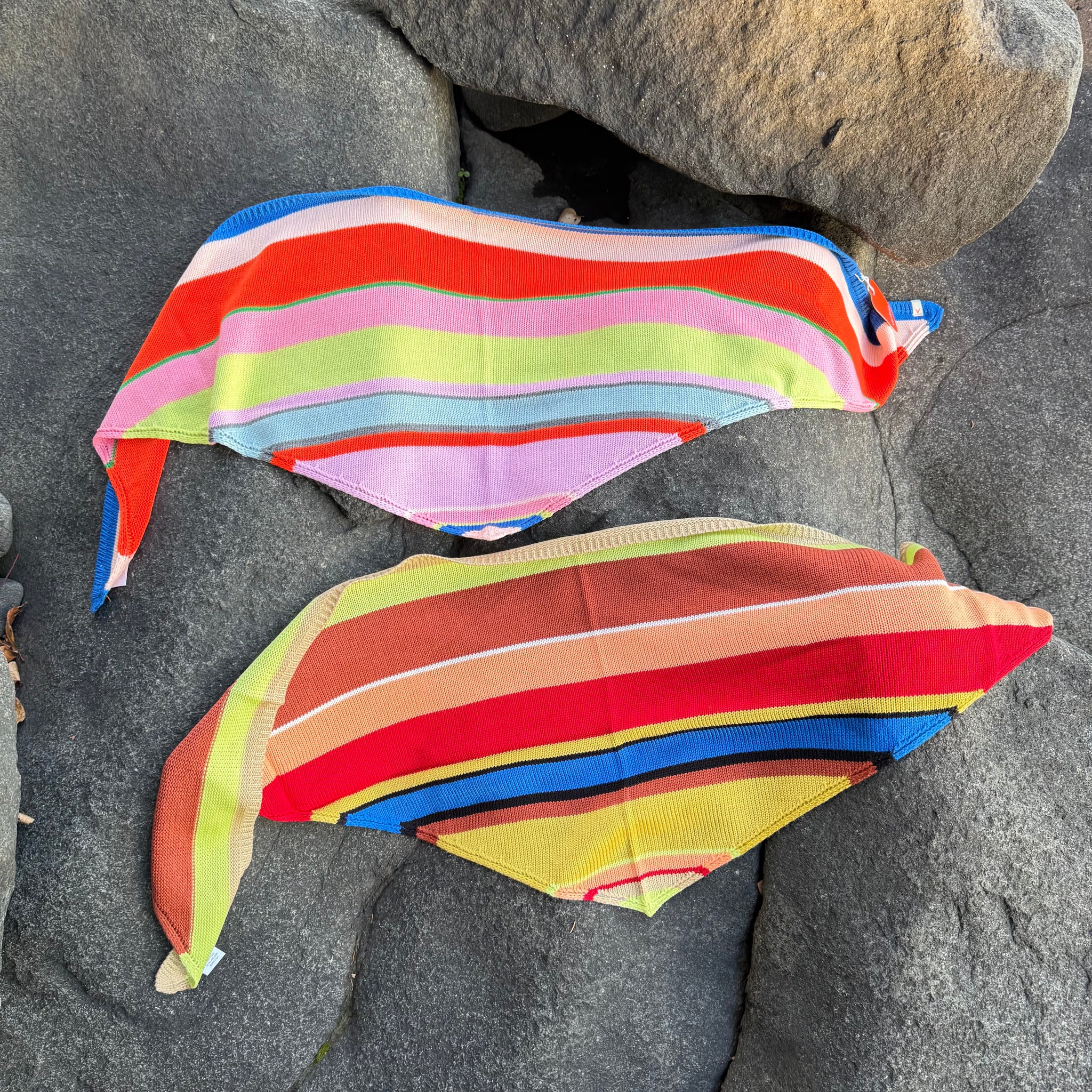 Multi Stripe Triangle Scarf by Verloop Knits