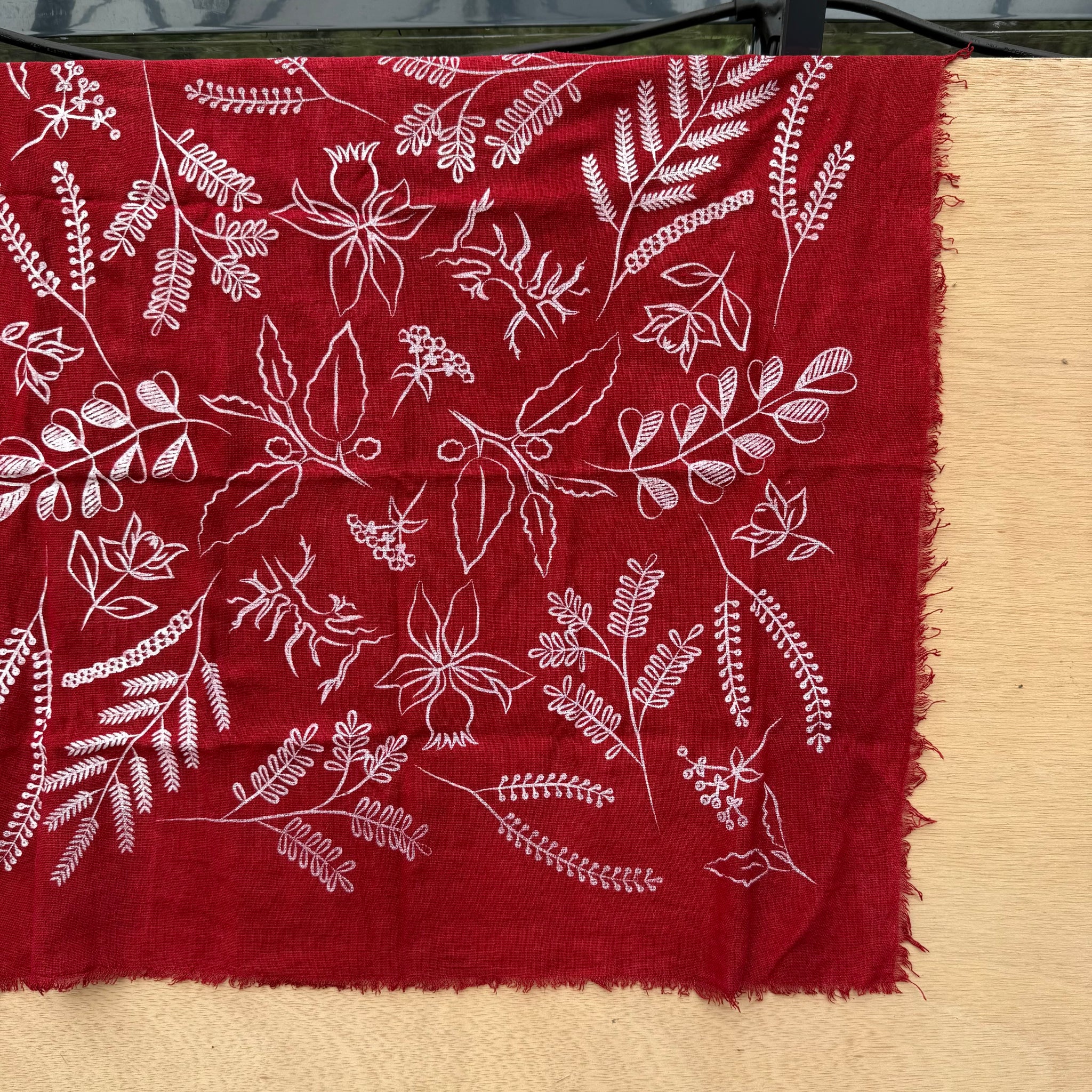 Naturally Dyed Botanical Print Raw Silk Bandana by Eco Raw Studio