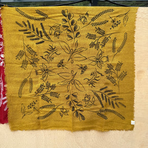 Naturally Dyed Botanical Print Raw Silk Bandana by Eco Raw Studio