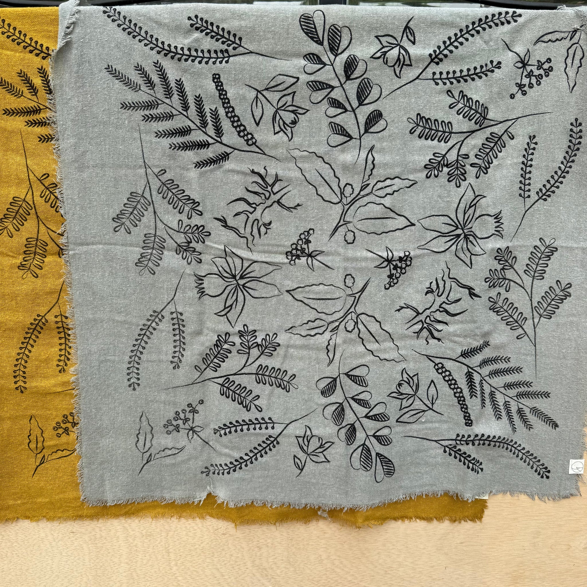Naturally Dyed Botanical Print Raw Silk Bandana by Eco Raw Studio