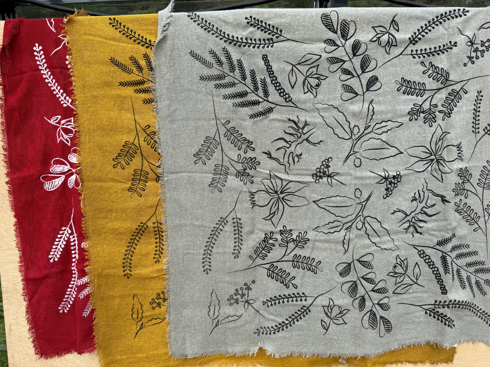 Naturally Dyed Botanical Print Raw Silk Bandana by Eco Raw Studio