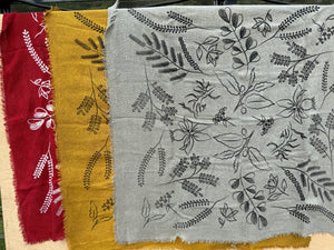 Naturally Dyed Botanical Print Raw Silk Bandana by Eco Raw Studio