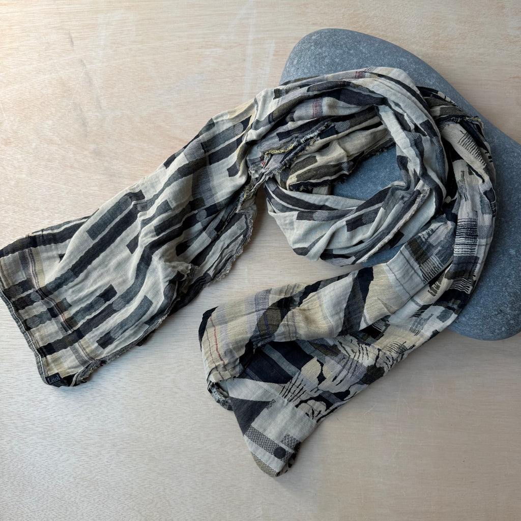 Nicolas Jacquard Scarf in Black Gold by Letol