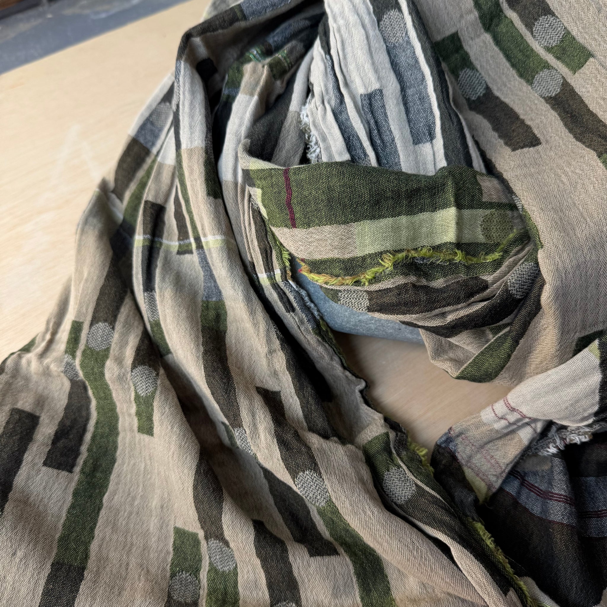 Nicolas Jacquard Scarf in Kaki by Letol