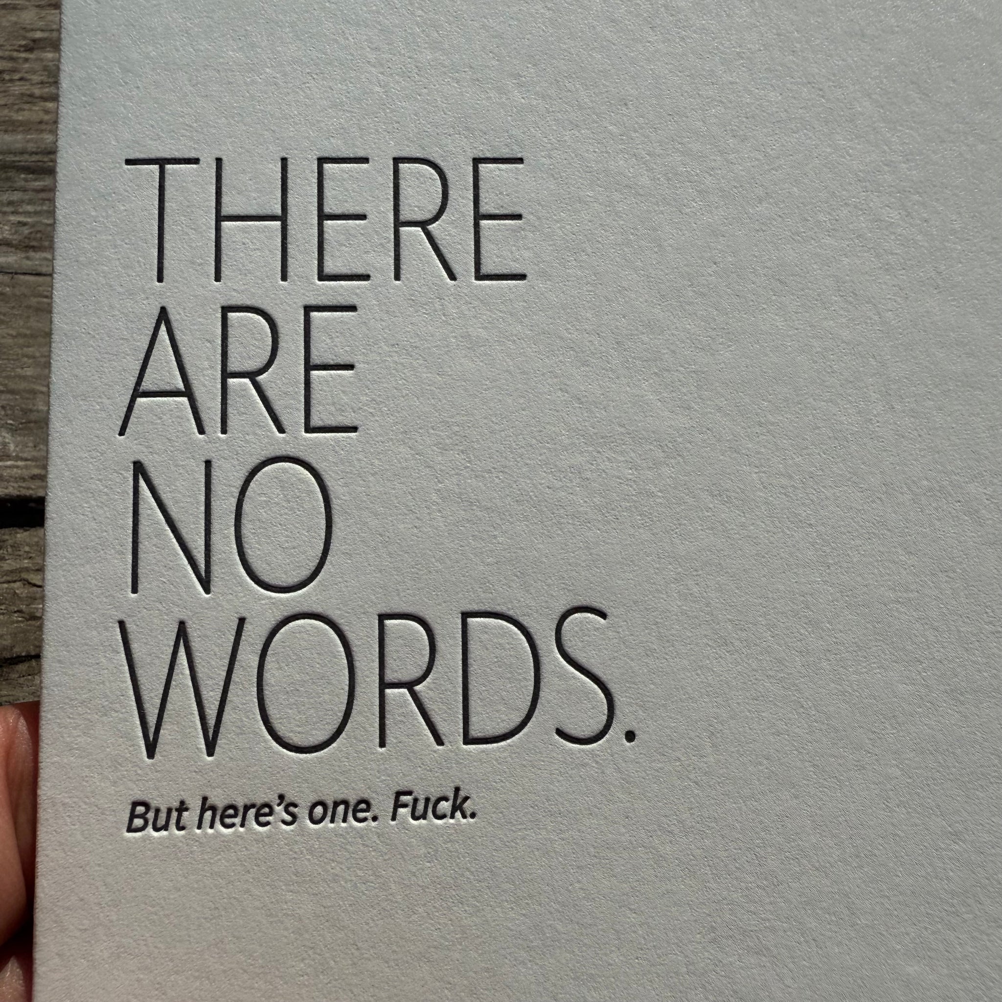 No Words Letterpress Greeting Card by Sapling Press