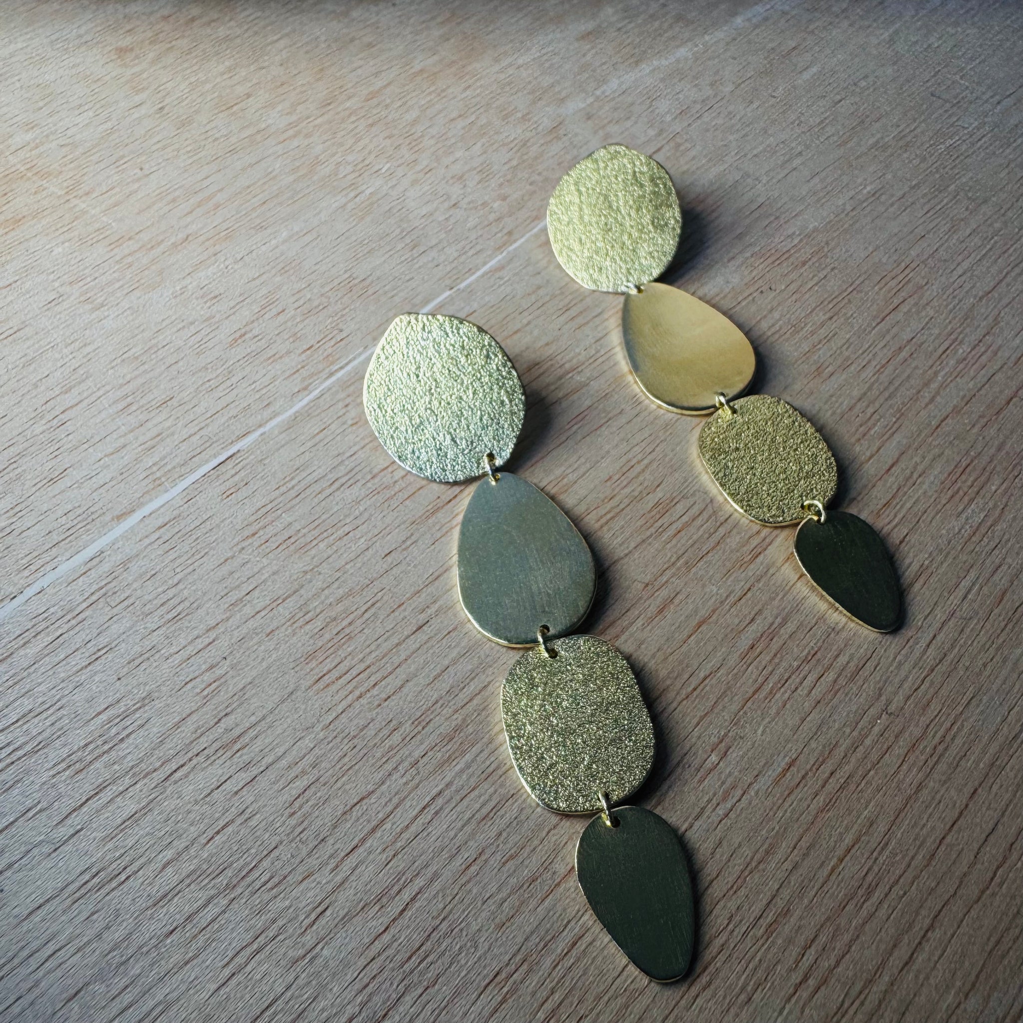 Ochiru Dangle Earrings in Brass by Mulxiply