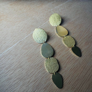 Ochiru Dangle Earrings in Brass by Mulxiply