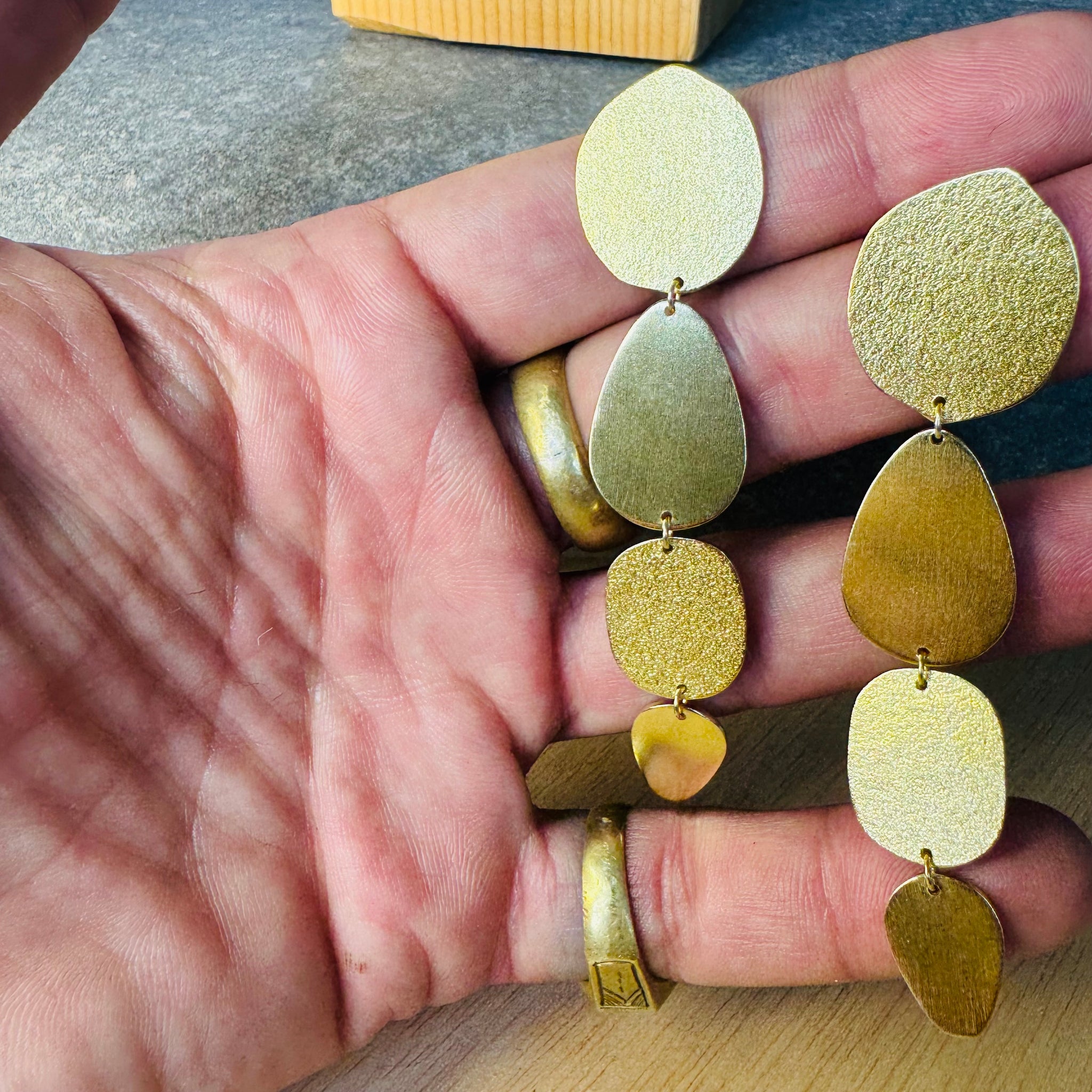 Ochiru Dangle Earrings in Brass by Mulxiply