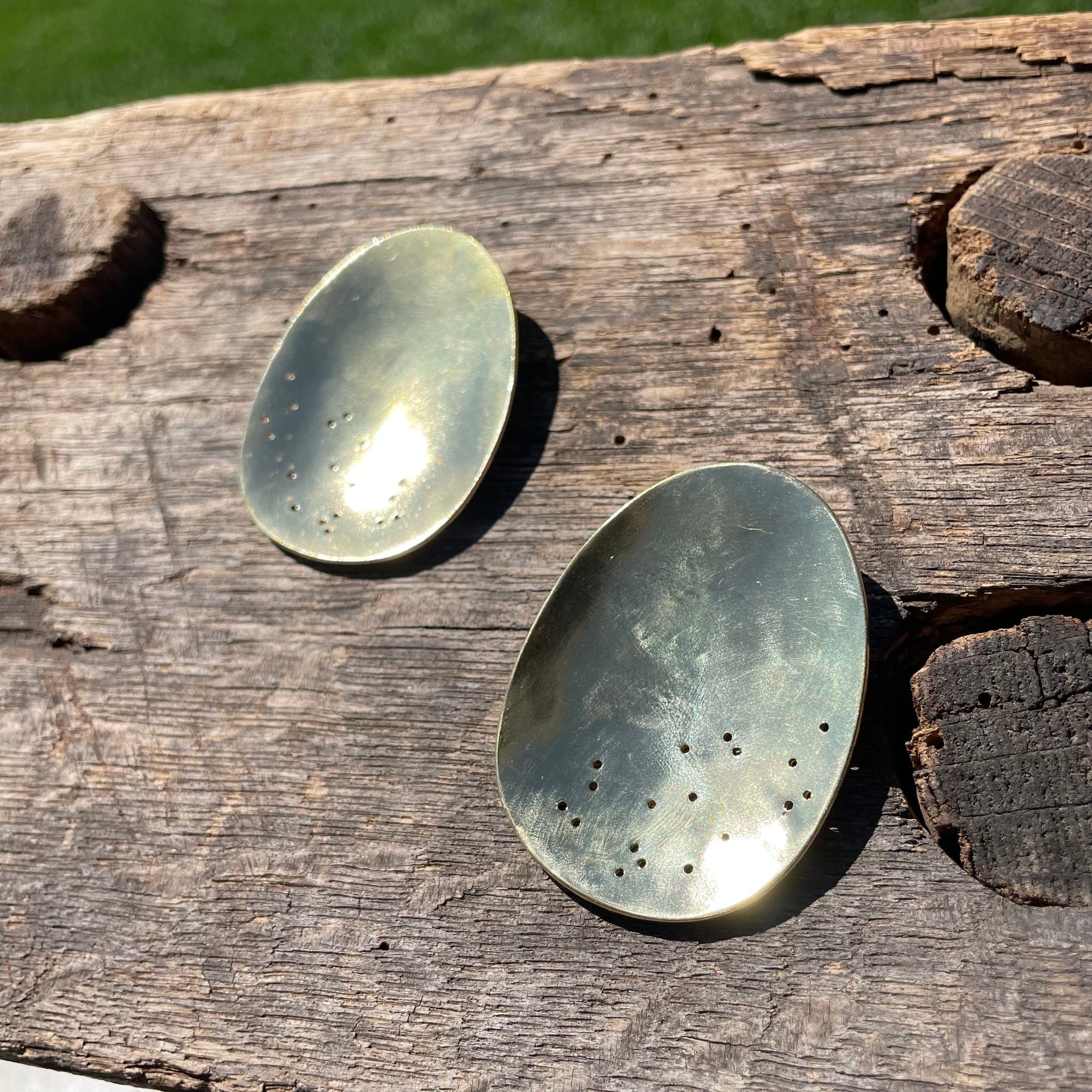 Origin Statement Earrings in Brass by Mulxiply