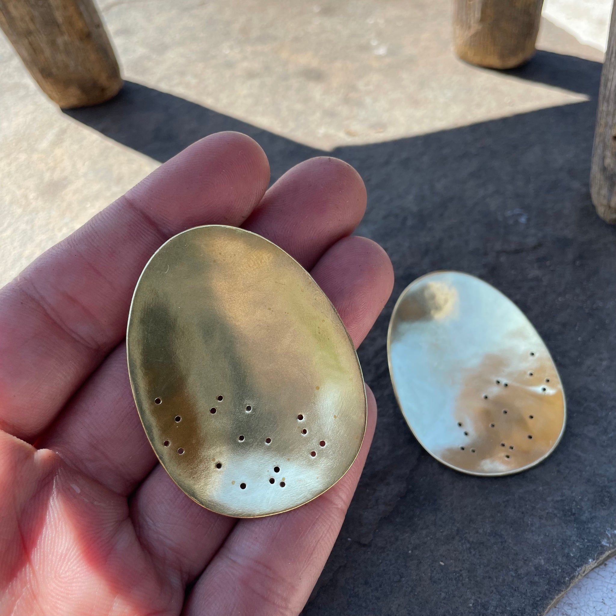Origin Statement Earrings in Brass by Mulxiply