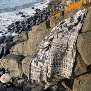 Oscar Jacquard Scarf in Gris Bleu by Letol