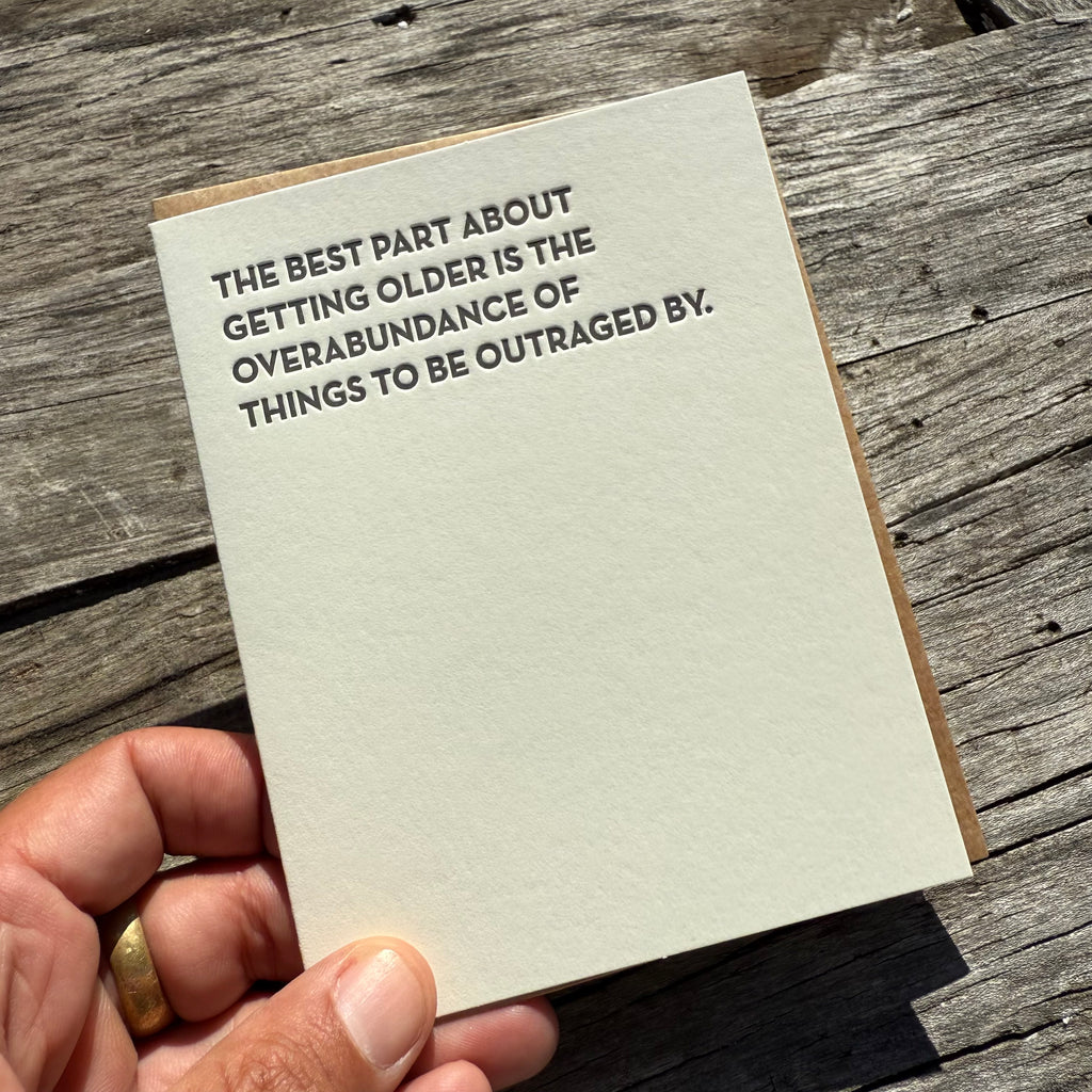 Outrage Letterpress Greeting Card by Sapling Press
