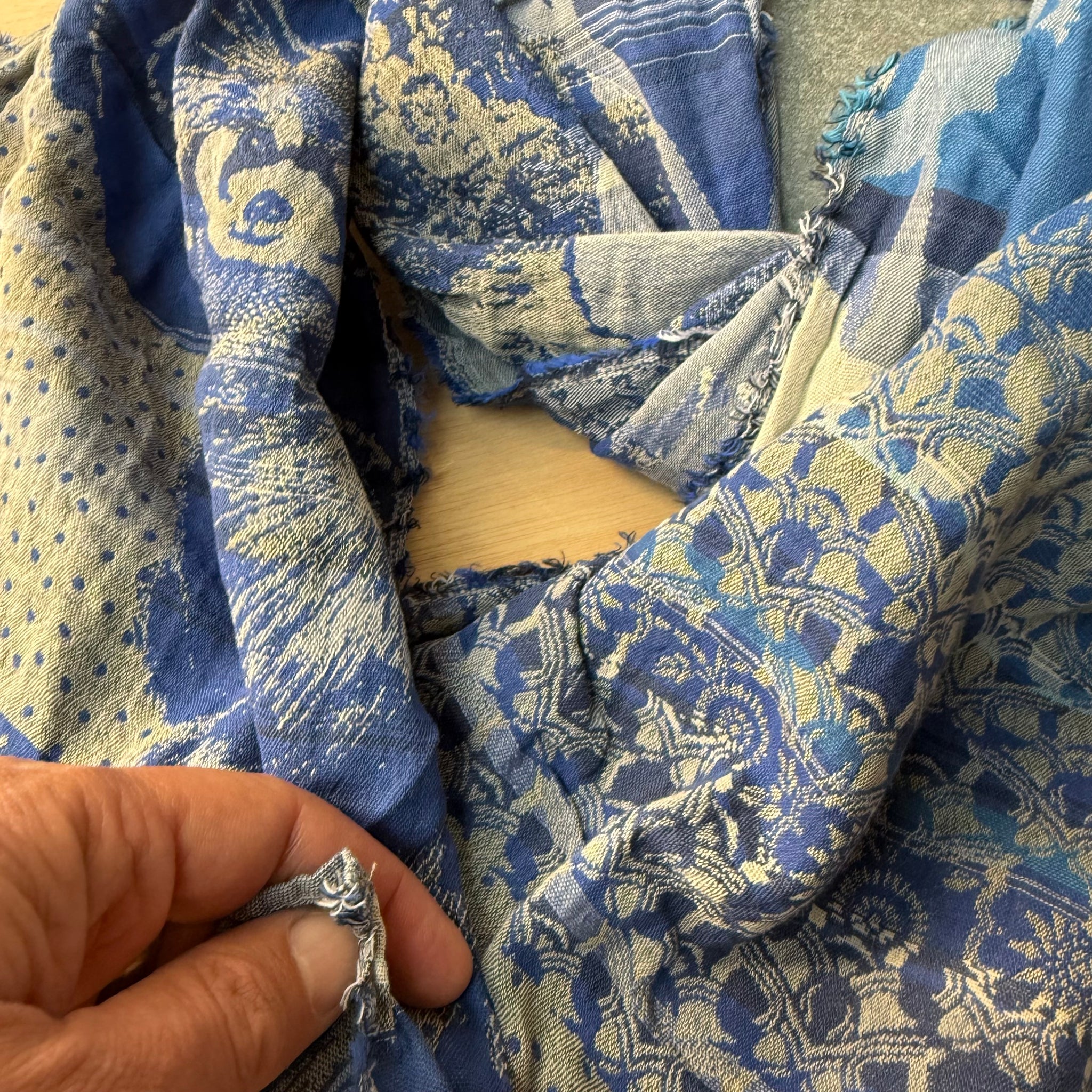 Pandora Jacquard Scarf in Grey Blue by Letol