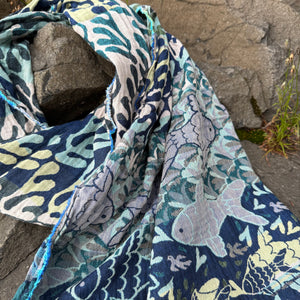 Pascal Jacquard Scarf in Navy by Letol
