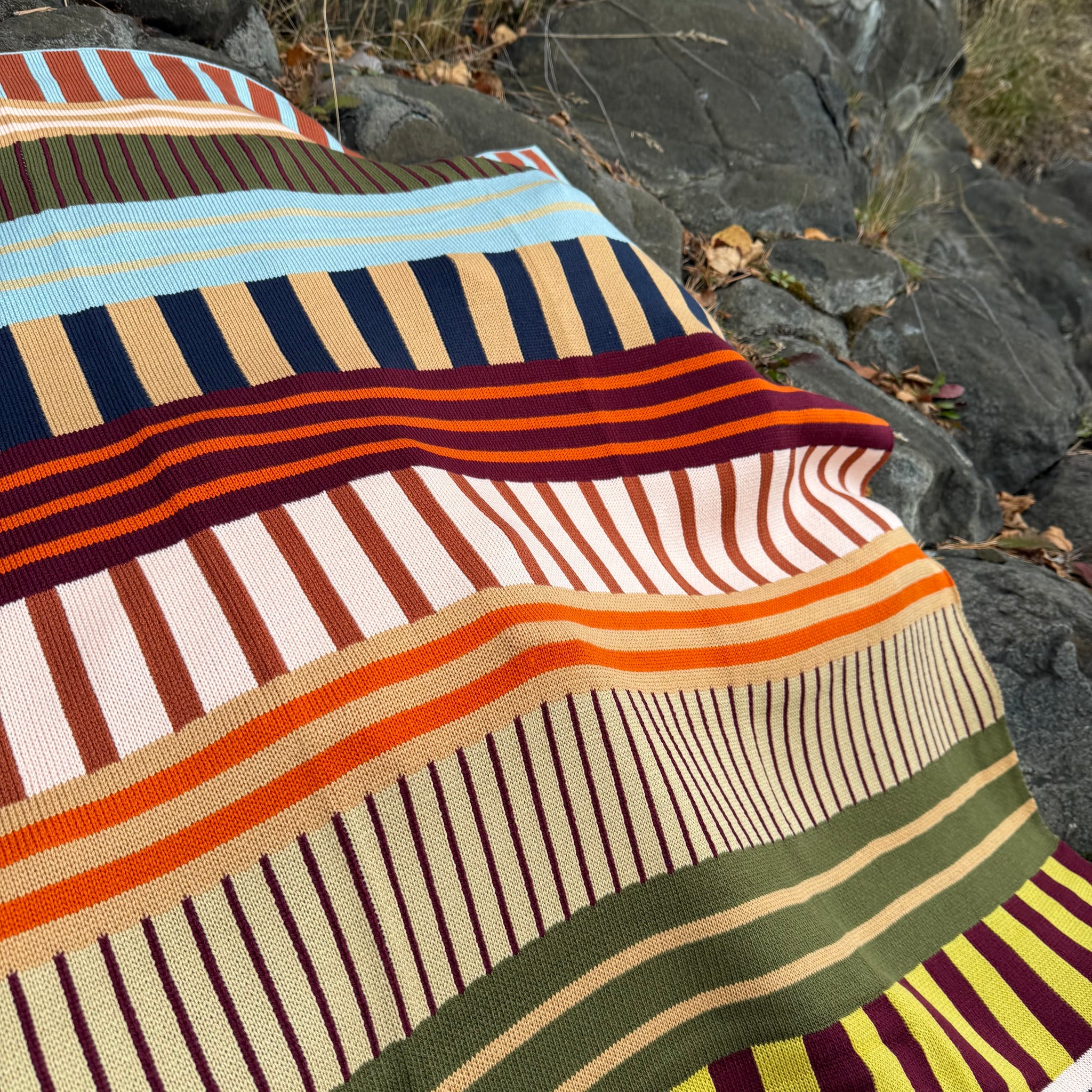 Patchwork Stripe Throw in Desert by Verloop Knits