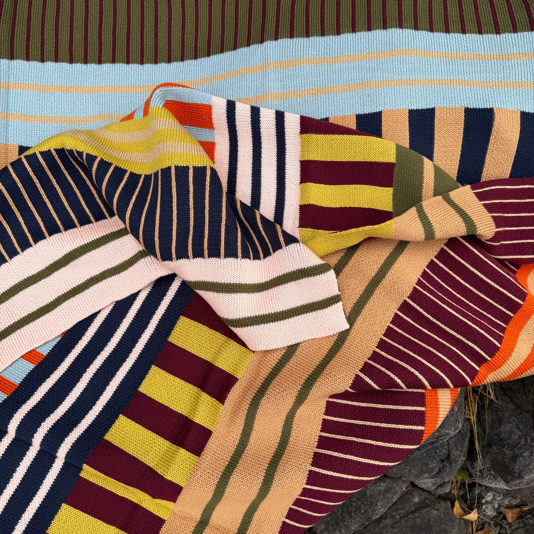 Patchwork Stripe Throw in Desert by Verloop Knits